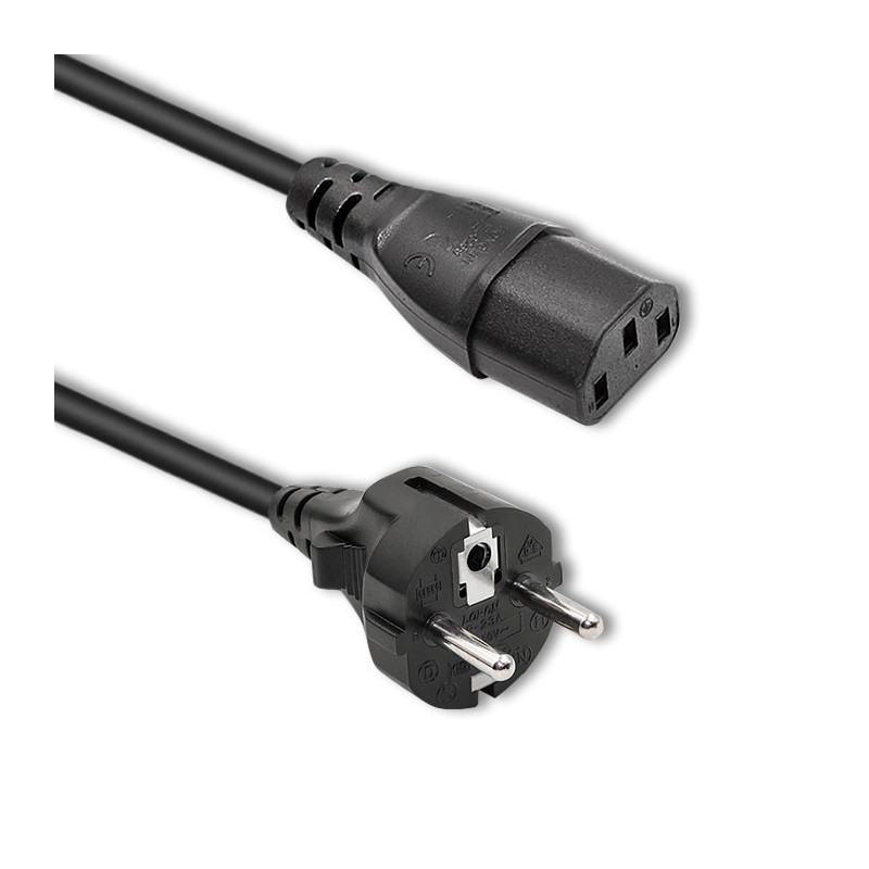 Kabelis CEE 7/7 (E/F) kištukas, IEC C13 lizdas 1,8 m juodas 16A 250V
