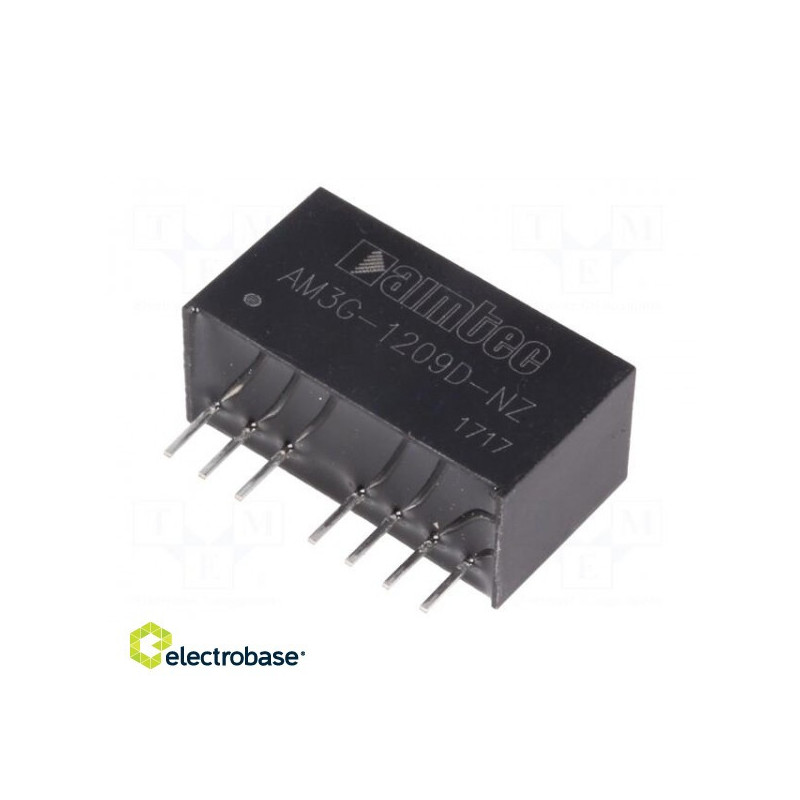 Keitiklis: DC / DC 3W Uin: 9÷18V Uout: 9VDC Uout2: -9VDC SIP8 4,9g