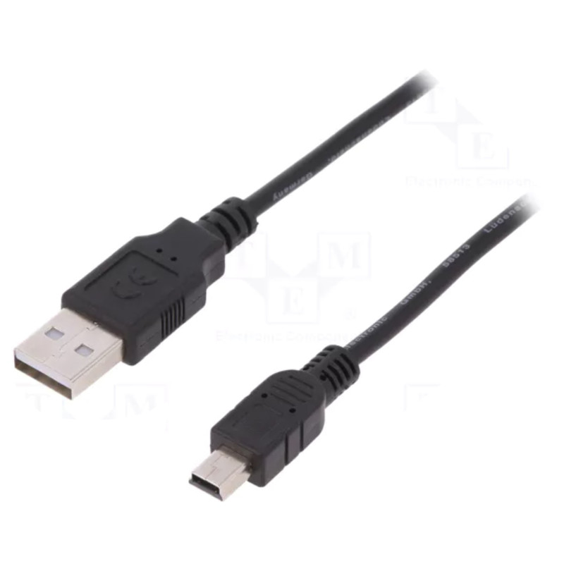 DIGITUS USB 2.0 cable - USB A to Mini USB B, Length 3 m