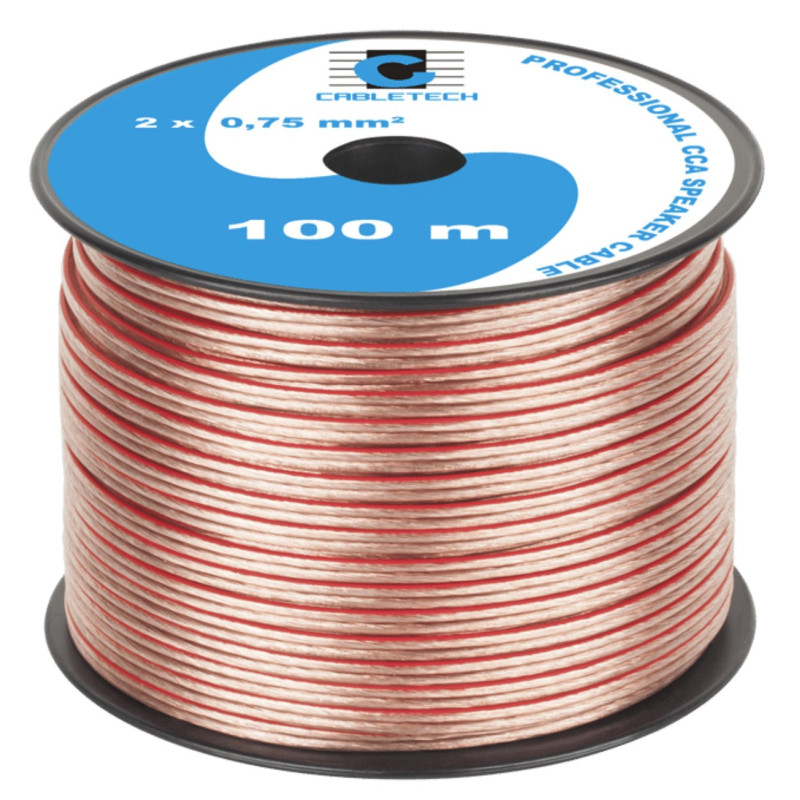 Akustinis kabelis, CCA, 2x0,75 mm², 100 m