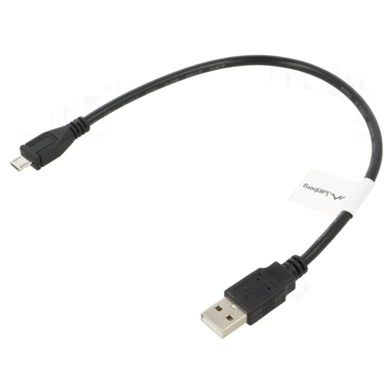 Laidas, USB 2.0, USB A kištukas, USB B mikro kištukas, paauksuotas, 0,3 m