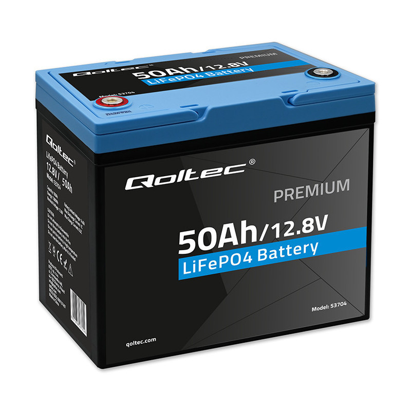 LiFePO4 lithium iron phosphate battery, 12.8V, 50Ah, 640Wh, BMS, QOLTEC