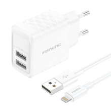 Foneng 2xUSB-A, 2.4A charger with USB-A / Lightning cable