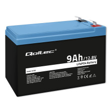 LiFePO4 lithium iron phosphate battery, 12.8V, 9Ah, 115.2Wh, BMS, QOLTEC