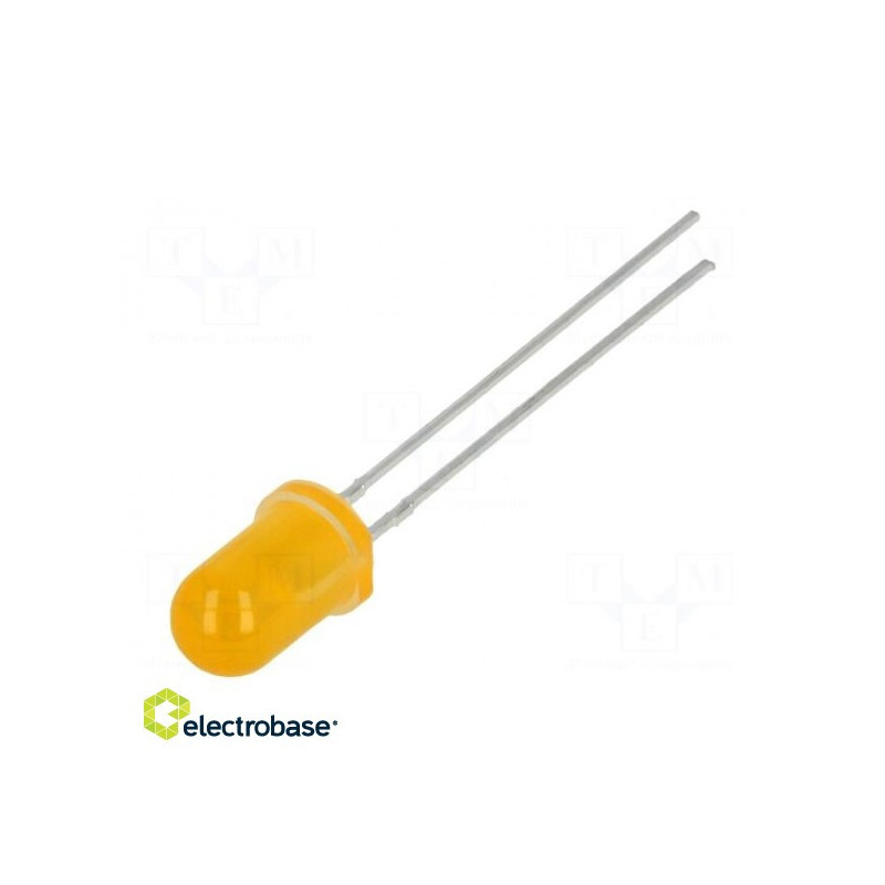 LED, 5 mm, orange, 40 mcd, 50°, 20mA, 1.6÷2.6 V, Front: curved