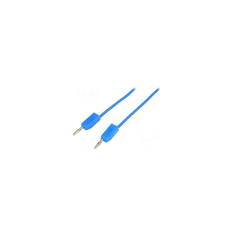 Bandymo laidas, 2 mm bananinis kištukas - 2 mm bananinis kištukas, ilgis: 1 m, mėlynas