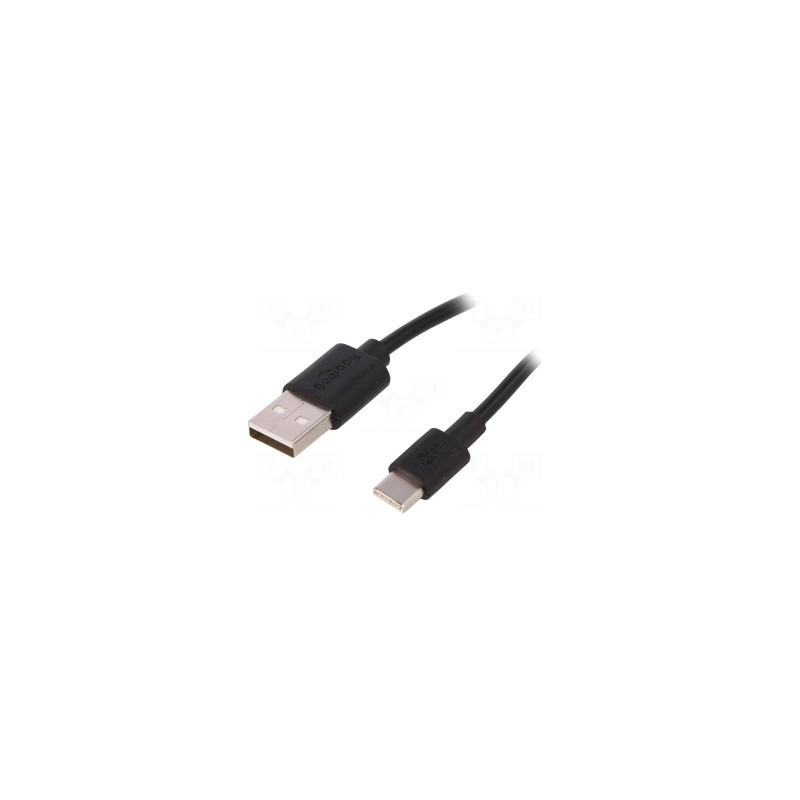 USB 2.0 laidas USB A kištukas, USB C kištukas 3m juodas Šerdis: Cu 480Mbps