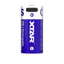 Baterija 16340 XTAR įkraunama USB-C CR123 3,7 V ličio 900 mAh, 1 vnt. pakuotėje.