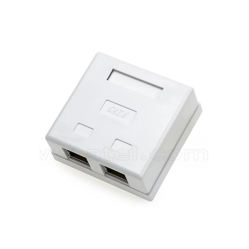Surface-mounted computer socket CAT6 STP, shielded two ports RJ45