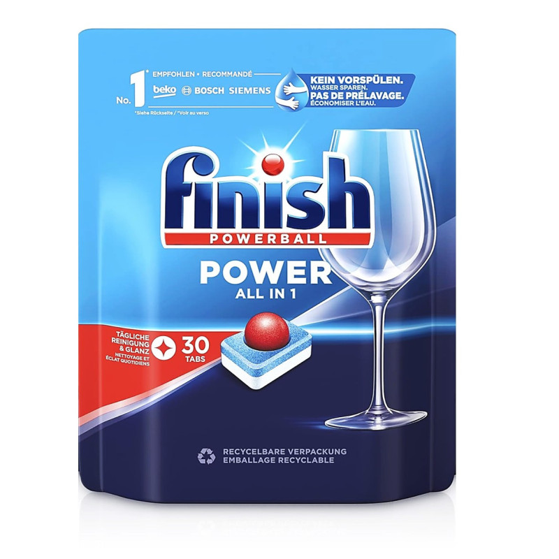 Finish Power All in 1 phosphate-free dishwasher tablets, 30 pcs., Powerball formula