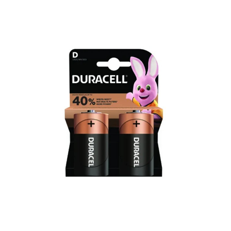 D / LR20 battery 1.5V Duracell Basic series Alkaline MN1300 pack of 2pcs.