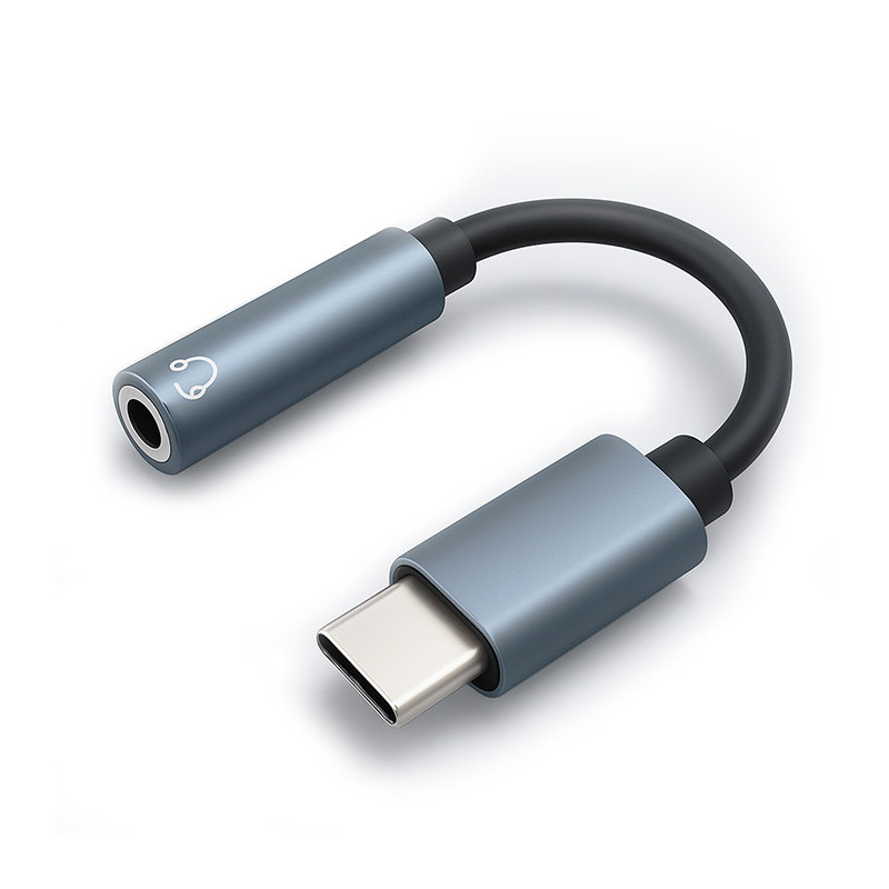 Qoltec Adapter USB-C, Jack 3.5mm, 10cm, Aluminium