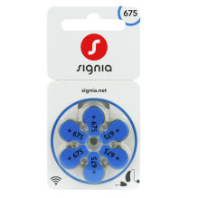 Size 675, Hearing Aid batteries Signia Zn-Air PR44 in a pack of 6 pcs.