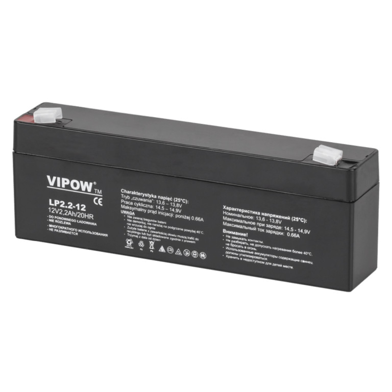 12 V 2,2 Ah gelio akumuliatorius :: AGM: 12 voltų, 2,2 ampervalandžių (Ah) :: Gnybto tipas T1 (4,75 mm)