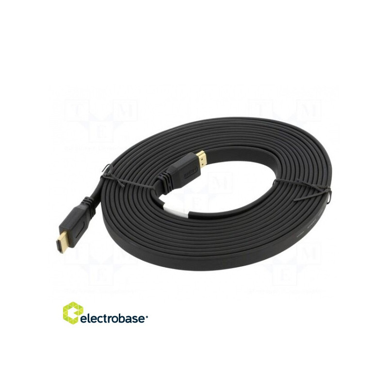 Kabelis, HDMI kištukas, abipusis, PVC, 5 m, juodas, HDMI 2.0, 28AWG