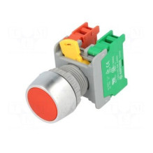 Jungiklis: mygtukas, stabiliz. poz.: 1, NC + NO, 3A / 230VAC, 22 mm, red.