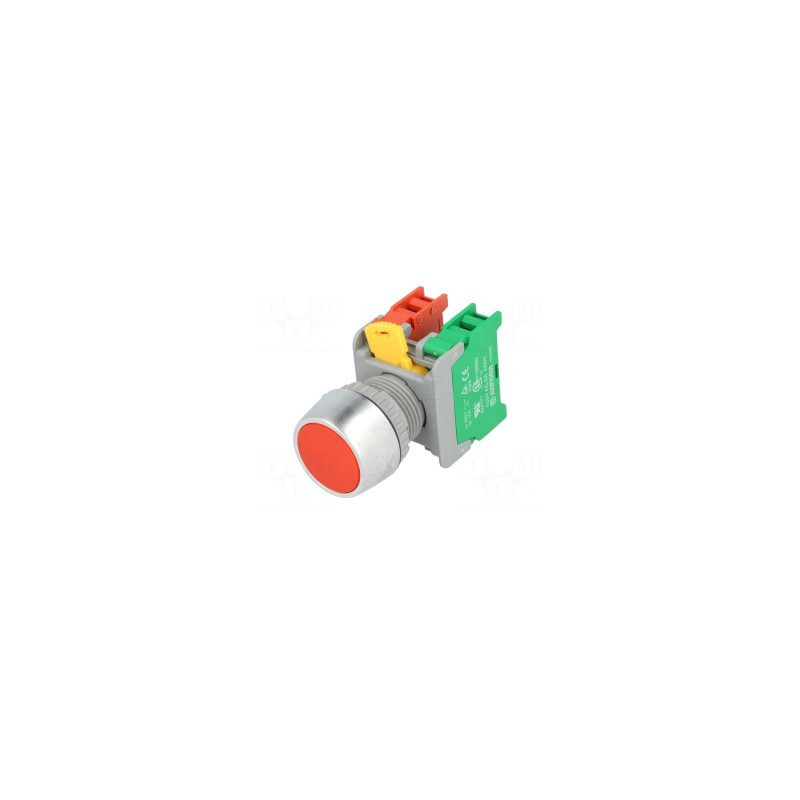 Switch: push button, Stabil.pos: 1, NC + NO, 3A / 230VAC, 22 mm, ed