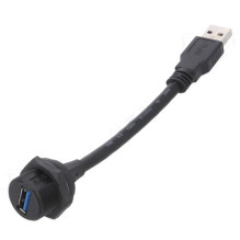 Kabelio adapteris, USB A lizdas, USB A kištukas, USB 3.0, IP67, ilgis 0,15 m