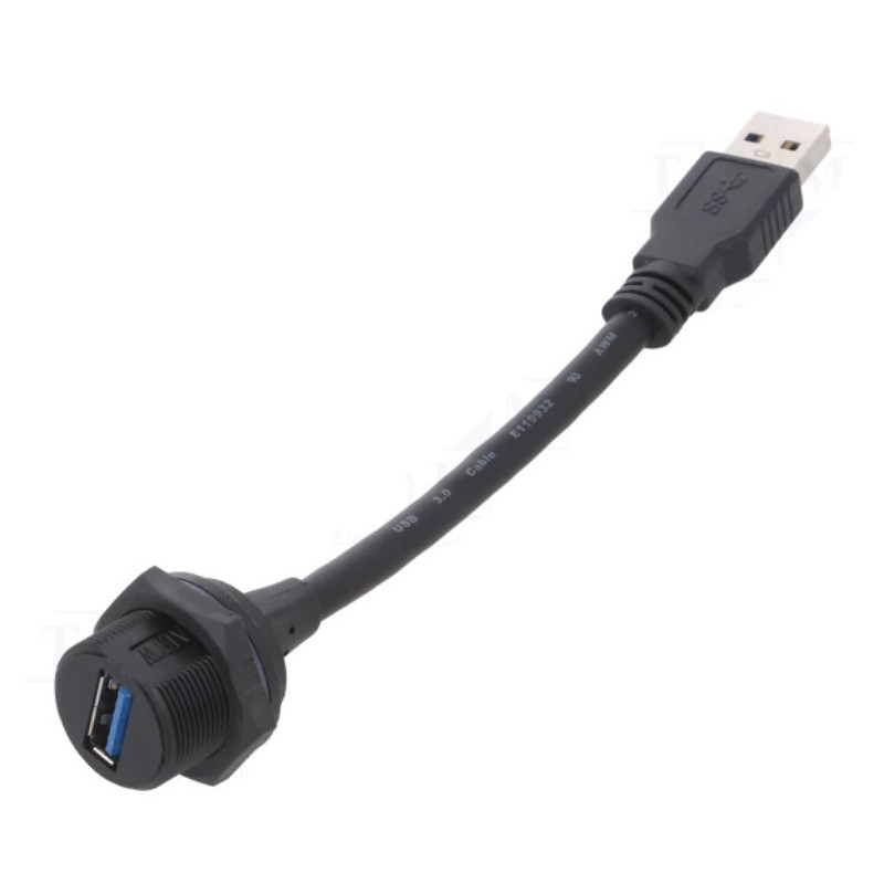 Kabelio adapteris, USB A lizdas, USB A kištukas, USB 3.0, IP67, ilgis 0,15 m
