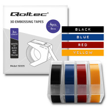 Set of self-adhesive 3D embossed tapes for DYMO OMEGA label maker (4 colors, 9mm x 3m)
