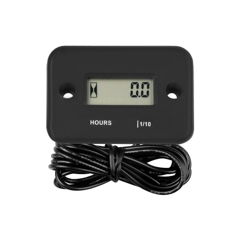 Hour meter for 2 / 4 stroke engines, 9999.9 h, 0.1 h accuracy, IP68, 85°C, 37x54x15 mm