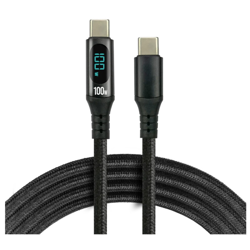 Laidas su LCD ekranu, USB-C, 100 cm, greitas įkrovimas 5.00A / 20V (100 W), „Power Delivery 3.0“, ev