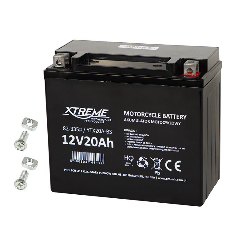 Motorcycle battery 12V 20Ah, AGM, Maintenance-free, Sealed, XTREME