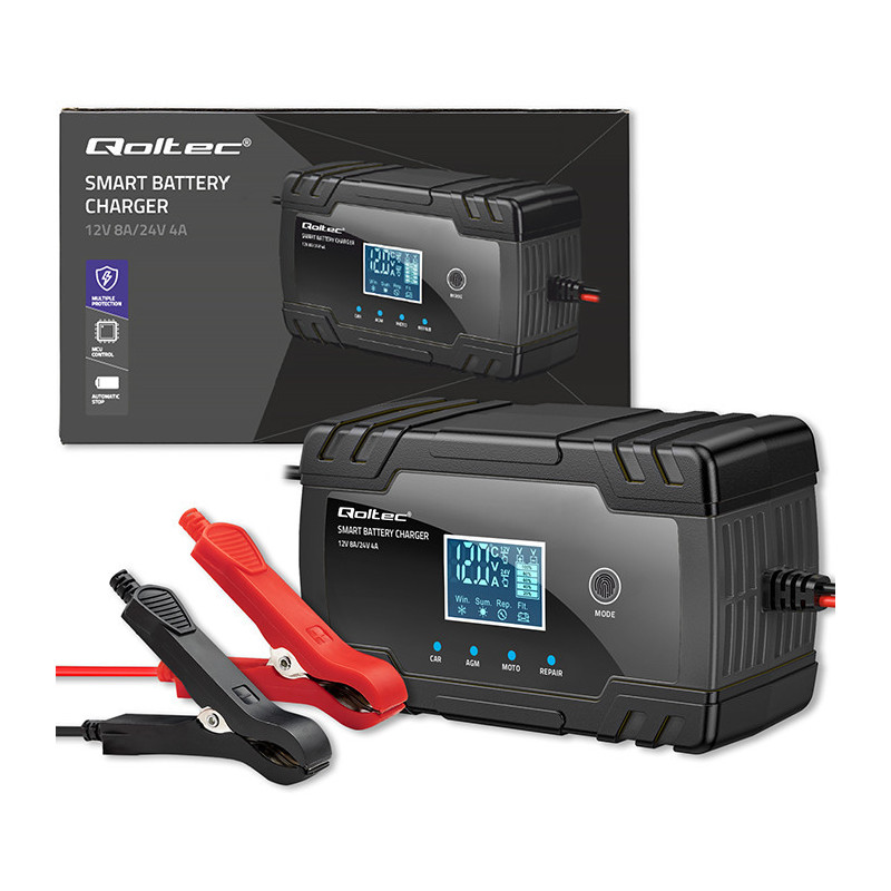 Intelligent charger for AGM GEL batteries, Repair function, 12/24V, 8A