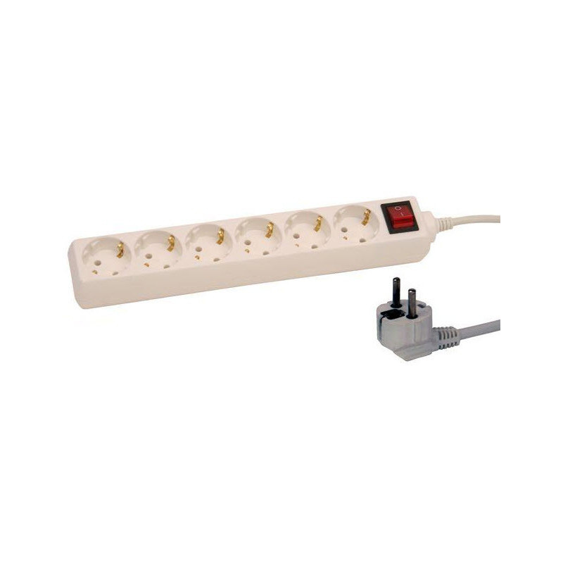 Prailgintuvas 1,5 m su jungikliu, 6 lizdai, 3G1.0, baltas 126001
