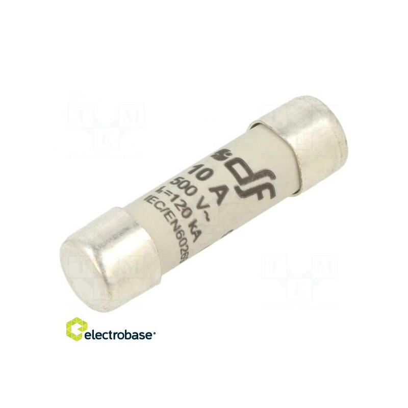 Fuse: fuse, gG, 10A, 500VAC, 250VDC, 10.3x38mm