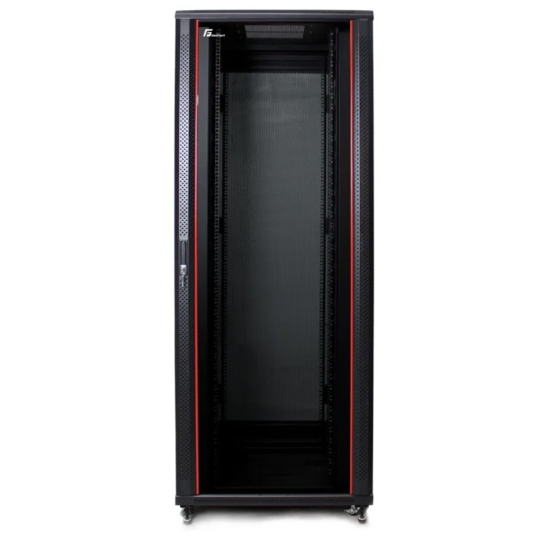 42U 19'' Grīdas komutācijas servera skapis / 800 x 1000 x 2055mm / Stikla durvis / Melns / Nesalikts