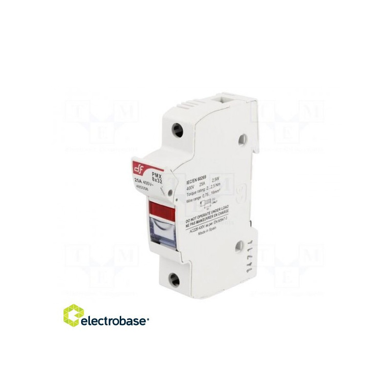 Fuse holder cylindrical fuses 8x31mm Mounting: DIN 25A 400VAC