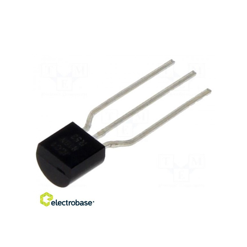 Tranzistorius: NPN, bipolinis, 50 V, 0,15 A, 0,4 W, TO92