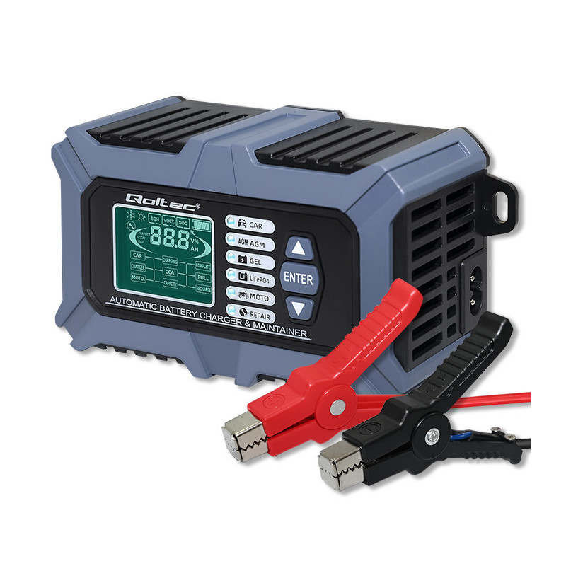 Išmanusis įkroviklis - testeris AGM GEL LiFePO4 akumuliatoriams, remonto funkcija, 12 V, 6 A