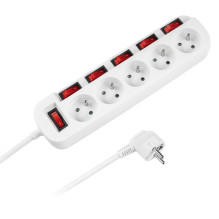 Extension cord 3.0m, 5+1 switch, 5 sockets, 16A, 3680W, Cable 3x1.5mm