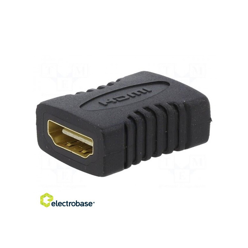 HDMI adapterio lizdas, abi pusės juodos spalvos