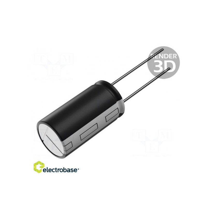 Kondensatorius: elektrolitinis, žemo ESR, THT, 1200uF, 35VDC, Ø12,5x25mm