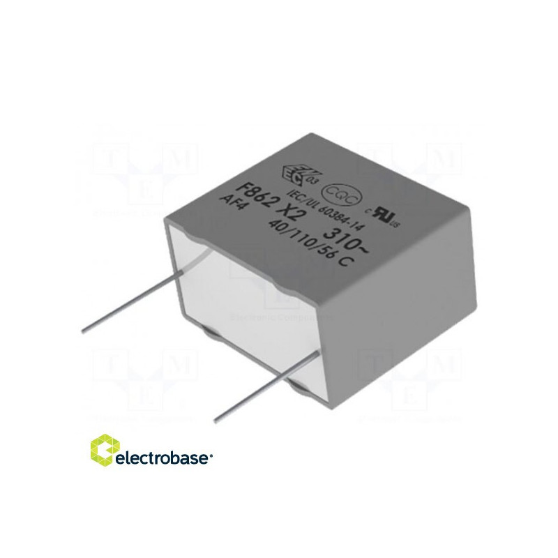 Kondensatorius: polipropilenas X2 470nF 630VDC 15mm ±10% 18x19x11mm