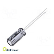 Kondensatorius: elektrolitinis THT 10uF 63VDC ¨5x11mm Žingsnis: 5mm ±20%