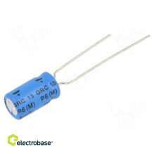 Kondensatorius: elektrolitinis, THT, 10uF, 100VDC, žingsnis: 2,5 mm, ±20%