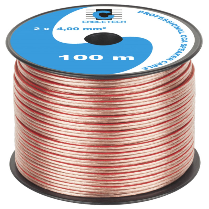 Akustinis kabelis 2x4,0 mm², CCA (variu plakiruotas aliuminis), 100 m ritė, kaina už 1 m