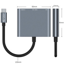 „Tech-Protect“ šakotuvas „Tech-Protect V1 3in1 USB-C“ – USB-A 3.0 / USB-C PD 100W / HDMI 4K 30Hz – pilkas „Tech-Protect“ šakotuvas „Tech-Protect V1 3in1 USB-C“ – USB-A 3.0 / USB-C PD 100W / HDMI 4K 30Hz – pilkas