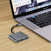 „Tech-Protect“ šakotuvas „Tech-Protect V1 3in1 USB-C“ – USB-A 3.0 / USB-C PD 100W / HDMI 4K 30Hz – pilkas „Tech-Protect“ šakotuvas „Tech-Protect V1 3in1 USB-C“ – USB-A 3.0 / USB-C PD 100W / HDMI 4K 30Hz – pilkas