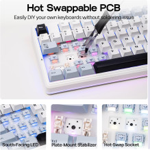 Aula F87Pro V2 EN Layout Gaming Mechanical keyboard Light blue + White + Black Purple