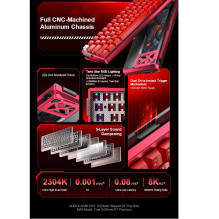 Aula AG60 EN Layout 60% Wired CNC Aluminum Mechanical Gaming Keyboard with 8000Hz Polling RGB Backlight Red+White