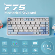 Aula F75 EN Layout Mechanical keyboard White + Blue + Purple switch