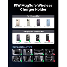 Ugreen W708 MagSafe 15W (35970) magnetic Car charger / holder Black