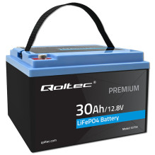 LiFePO4 lithium iron phosphate battery, 12.8V, 30Ah, 384Wh, BMS, QOLTEC
