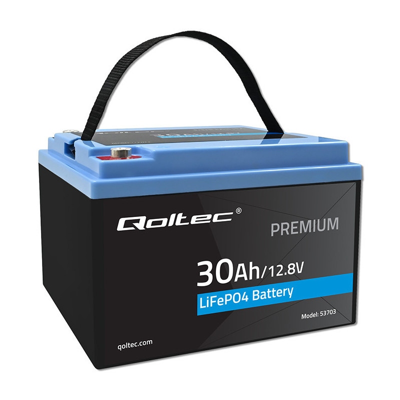 LiFePO4 ličio geležies fosfato akumuliatorius, 12,8 V, 30 Ah, 384 Wh, BMS, QOLTEC
