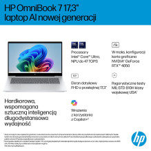 HP OmniBook 7 Next Gen AI 17-DC0073CL Copilot+ PC Intel Core Ultra 7 258V Laptop 43.9 cm (17.3") Full HD touchscree